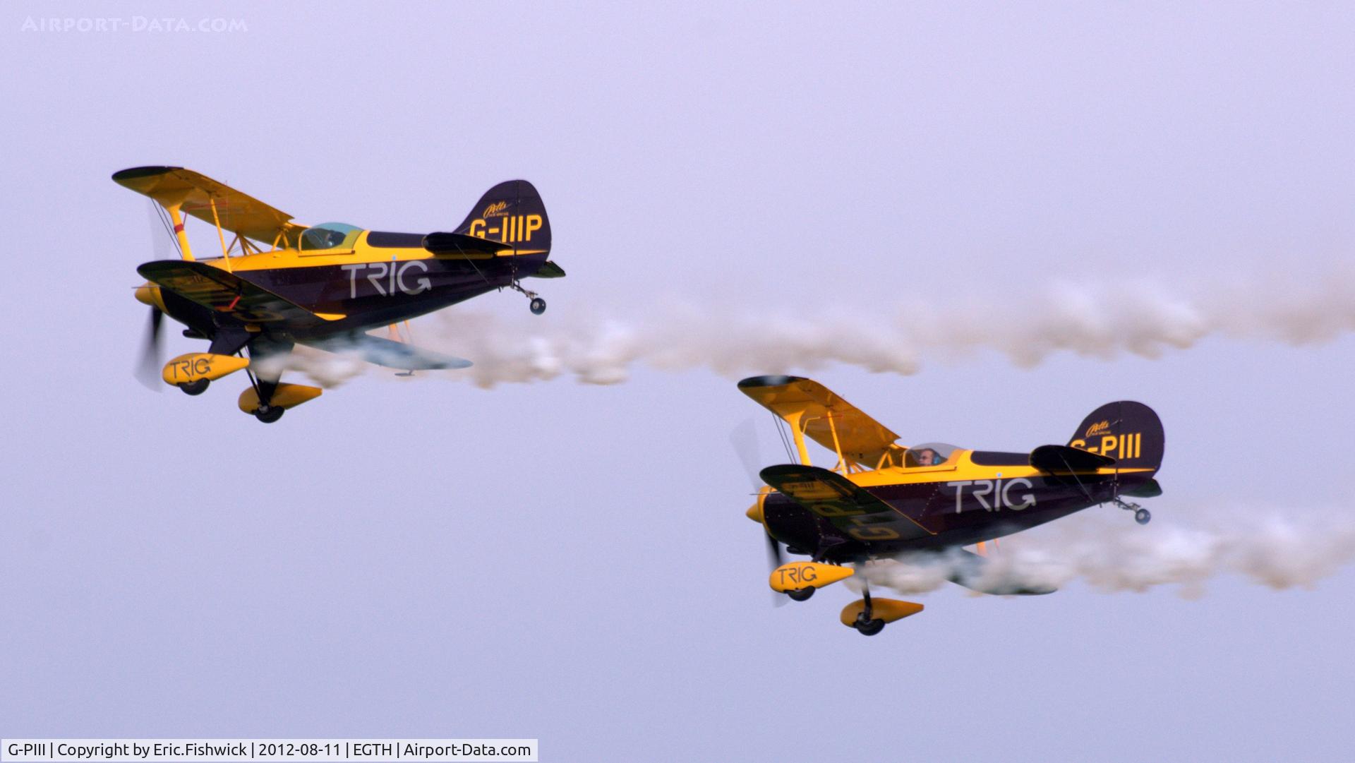 G-PIII, 1981 Pitts S-1D Special C/N PFA 009-10156, 44. TRIG Aerobatic Team at Shuttleworth Sunset Air Display, August 2012
