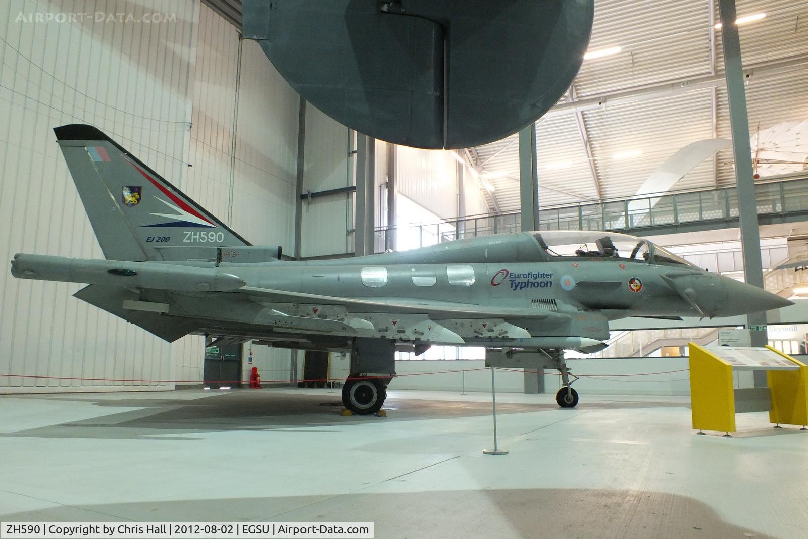ZH590, 1997 Eurofighter EF-2000 Typhoon T1 C/N DA4, 4th development aircraft which made its maiden flight from Warton on March 14th 1997, On display in the AirSpace hangar at Duxford