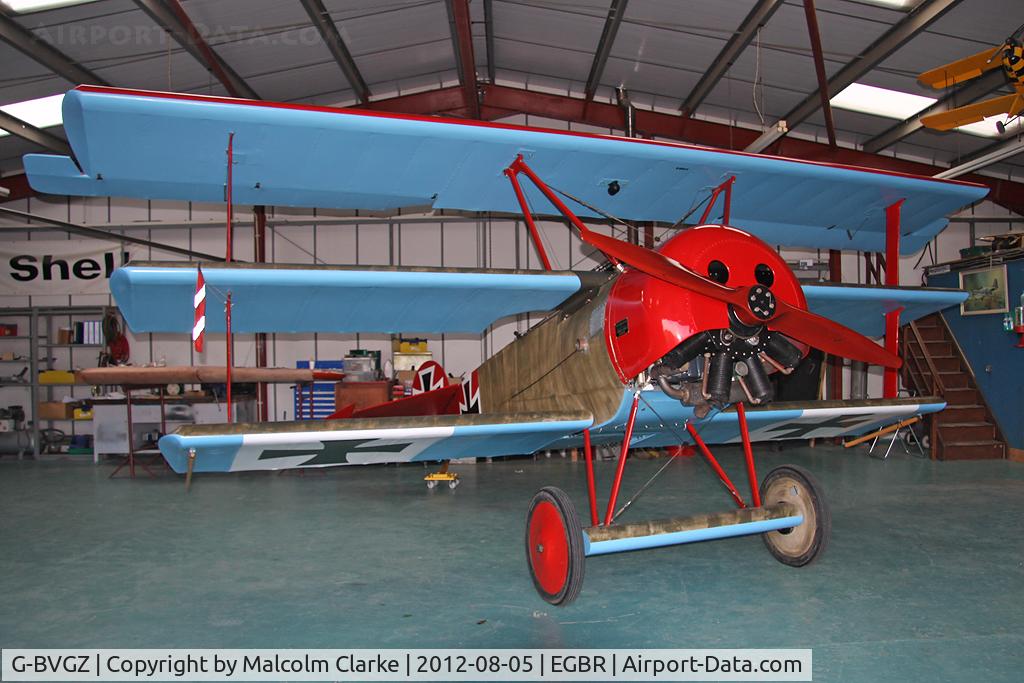 G-BVGZ, 1994 Fokker Dr.1 Triplane Replica C/N PFA 238-12654, Fokker DR1 Triplane Replica at The Real Aeroplane Company'sSummer Madness Fly-In, Breighton Airfield, August 2012.