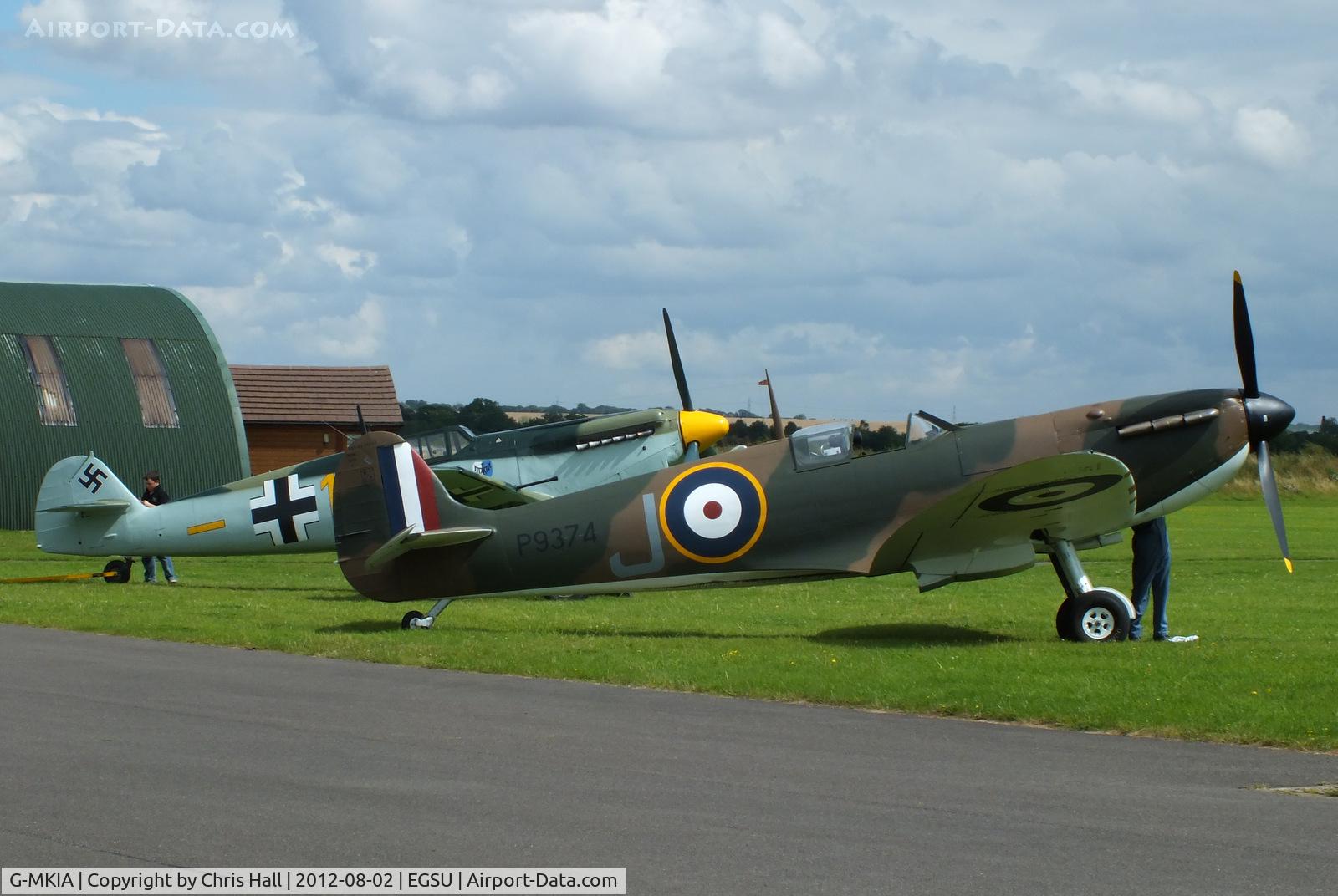 G-MKIA, 1939 Supermarine 300 Spitfire Mk1A C/N 6S/30565, On the 24/5/40, During combat with Bf.109s, P9374 suffered cannon damage and made an emergency landing on a beach just outside Calais. it remained there until 1980 when a storm shifted the sands to revealed the remains where it crash land 40 years before