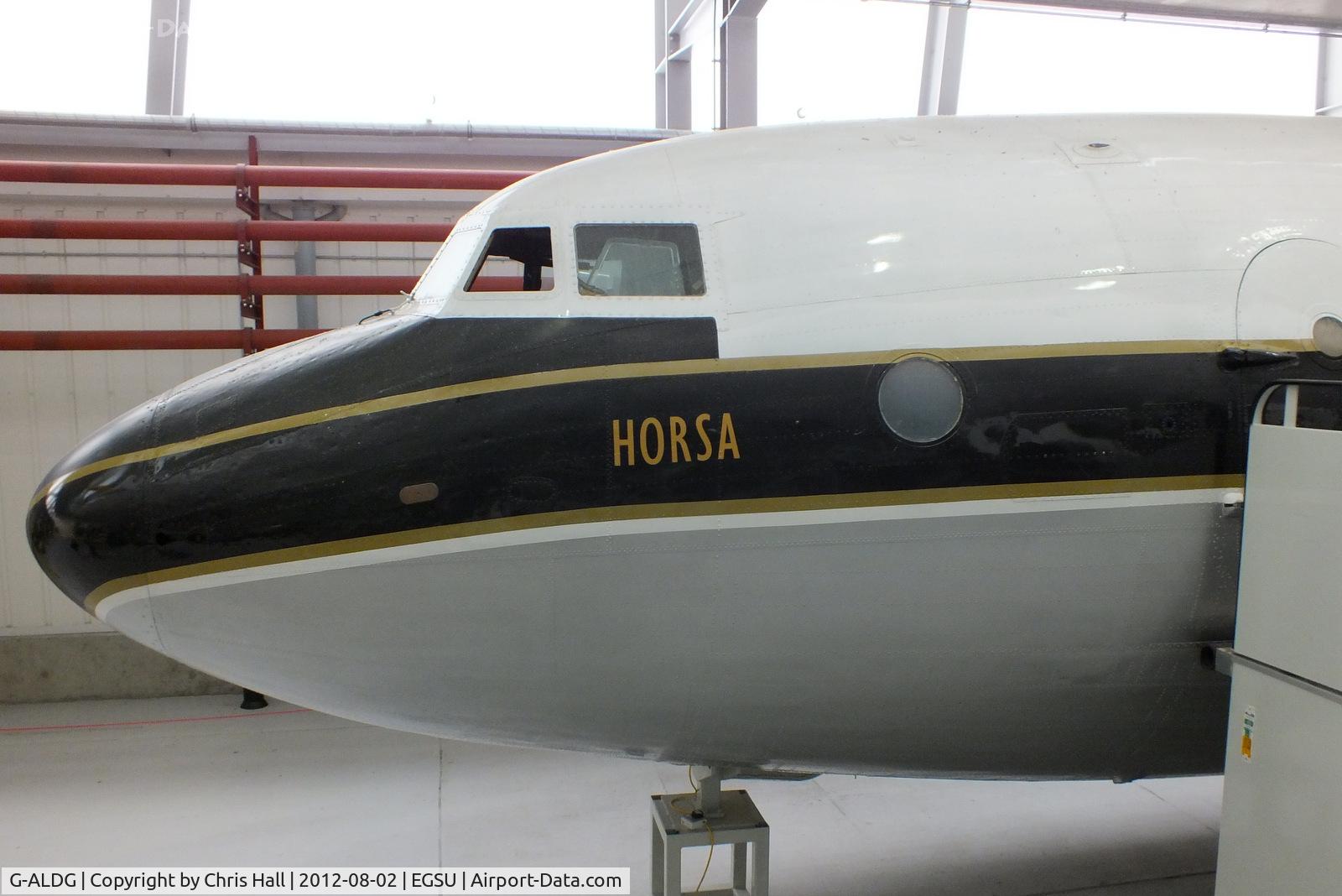 G-ALDG, Handley Page HP.81 Hermes IV C/N 08, the only surviving Handley Page HP.81 Hermes preserved in BOAC colours and displayed inside the AirSpace hangar, Duxford