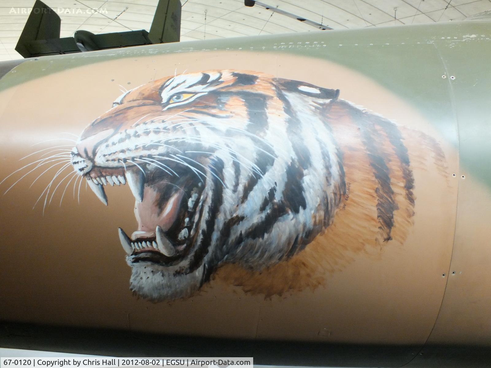 67-0120, 1969 General Dynamics F-111E Aardvark C/N A1-165, Tiger nose art