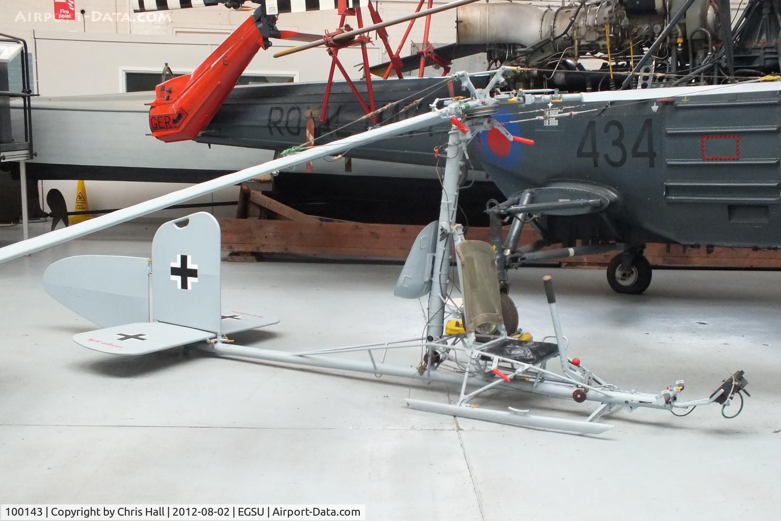 100143, Focke-Achgelis Fa-330A-1 Bachstelze C/N 100143, The Focke-Achgelis FA 330 Bachstelze was a type of rotary-wing kite, known as a gyroglider or rotor kite. They were towed behind German U-boats during World War II to allow a lookout to see farther.