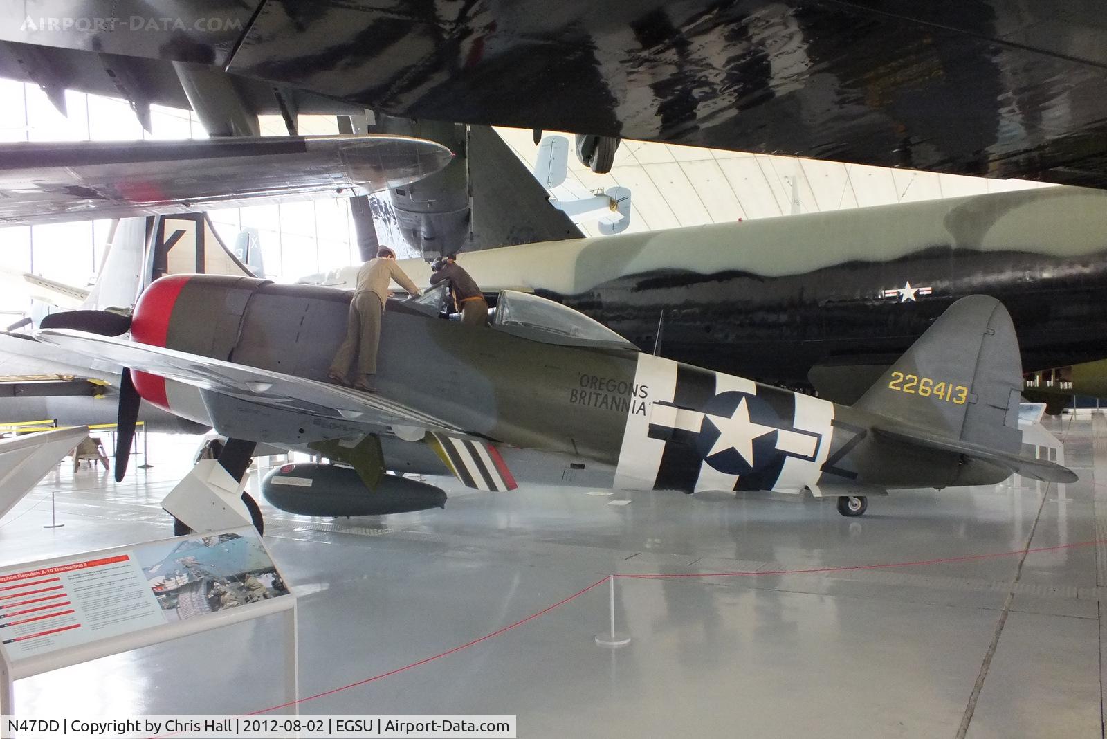 N47DD, 1945 Republic P-47D Thunderbolt C/N 399-55731, ex Peruvian Air Force P47D displayed in the American Air Museum wearing false USAF markings and serial 226413