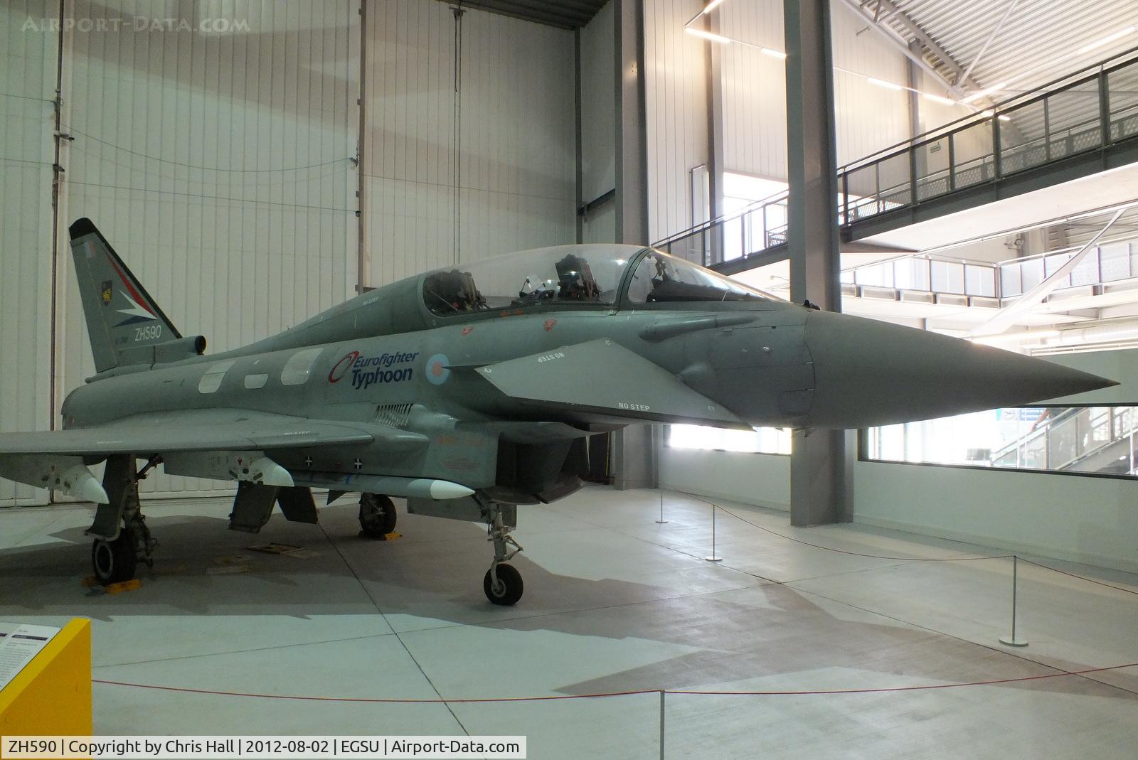 ZH590, 1997 Eurofighter EF-2000 Typhoon T1 C/N DA4, 4th development aircraft which made its maiden flight from Warton on March 14th 1997, On display in the AirSpace hangar at Duxford