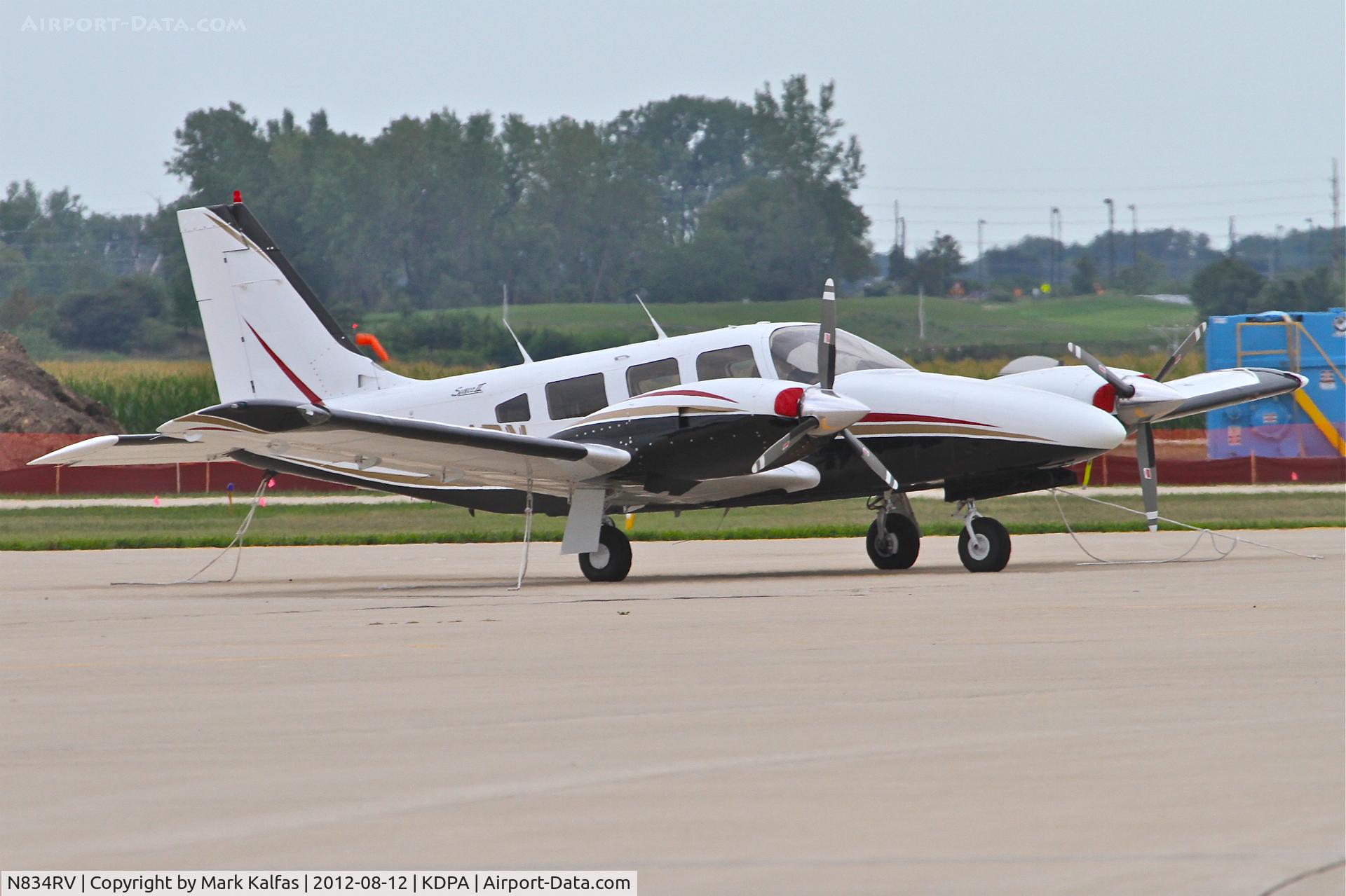 N834RV, 1982 Piper PA-34-220T C/N 34-8233111, Piper Seneca III - PA-34-220T, on the ramp at DuPage after arriving from Orange City Muni/KORC.