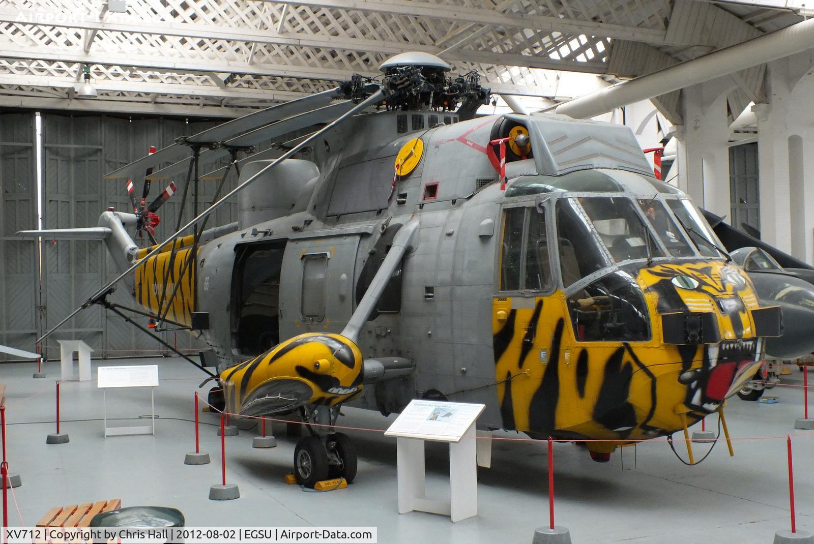 XV712, 1972 Westland Sea King HAS.6 C/N WA683, Ex 814 Sqn Royal Navy Sea King inside Hangar 5, IWM Duxford