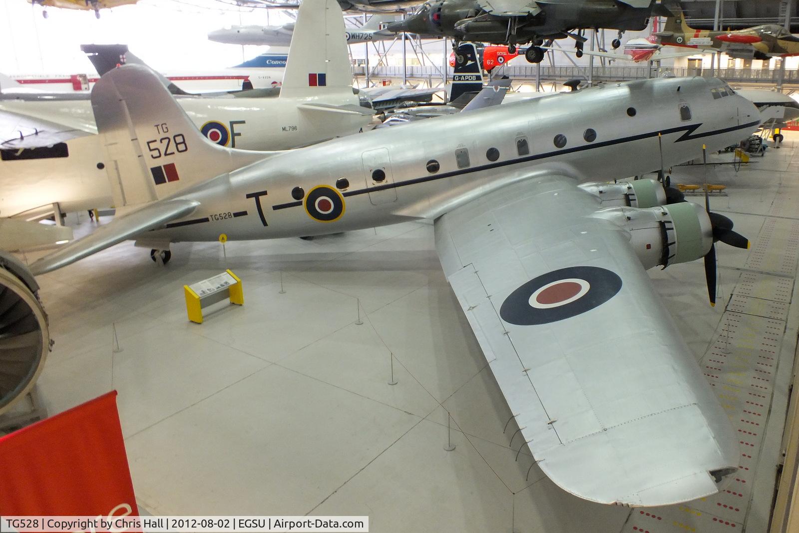 TG528, 1948 Handley Page Hastings C.1A C/N HP67/32, Served with 24 and 36 Sqns. Acquired from the Skyfame museum at Staverton after its closure in 1979. Preserved in the AirSpace hangar at Duxford
