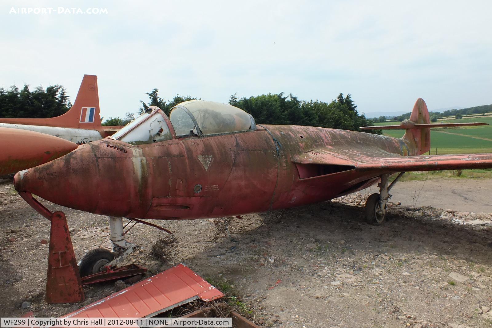 WF299, 1954 Hawker Sea Hawk FB.5 C/N not found WF299, part of a private collection on a farm in Pershore, Worcestershire. This is a composite with WN105 and wears that serial