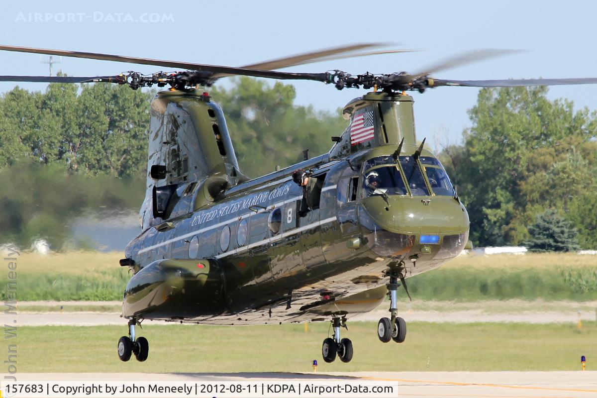 157683, Boeing Vertol CH-46F Sea Knight C/N 2582, Aug 11, 2012 - CH-46 Sea Knight 157683 about to land at KDPA