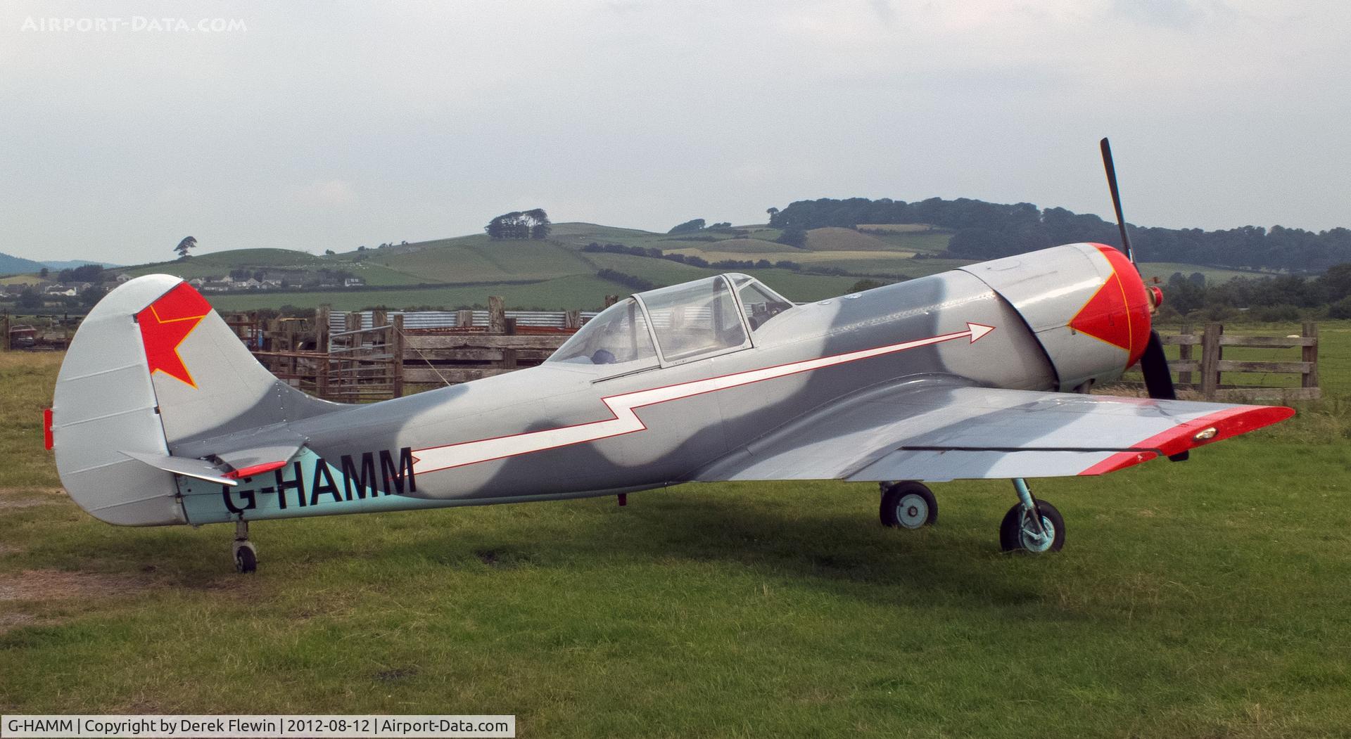 G-HAMM, 1983 Yakovlev Yak-50 C/N 832409, Seen at Cark Airfield , Cumbria, overnighting before another display.