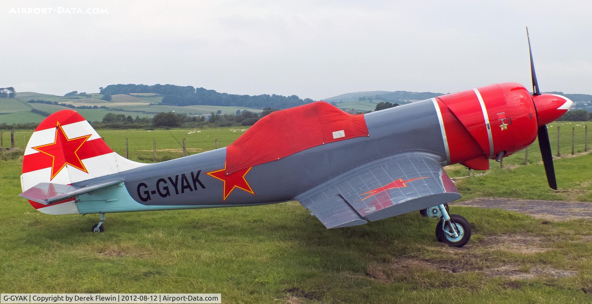G-GYAK, 1985 Yakovlev Yak-50 C/N 852905, Seen at Cark Airfield, , Cumbria, overnighting before another display.