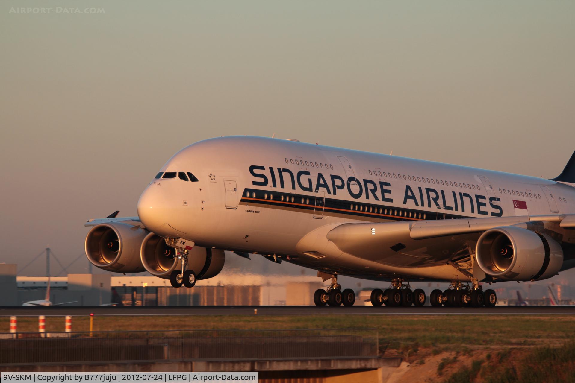 9V-SKM, 2010 Airbus A380-841 C/N 065, on transit at CDG morning