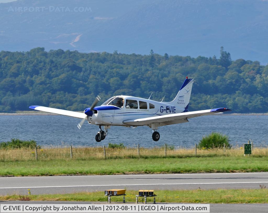 G-EVIE, 1983 Piper PA-28-161 Cherokee Warrior II C/N 28-8316043, About to land at Oban Airport.