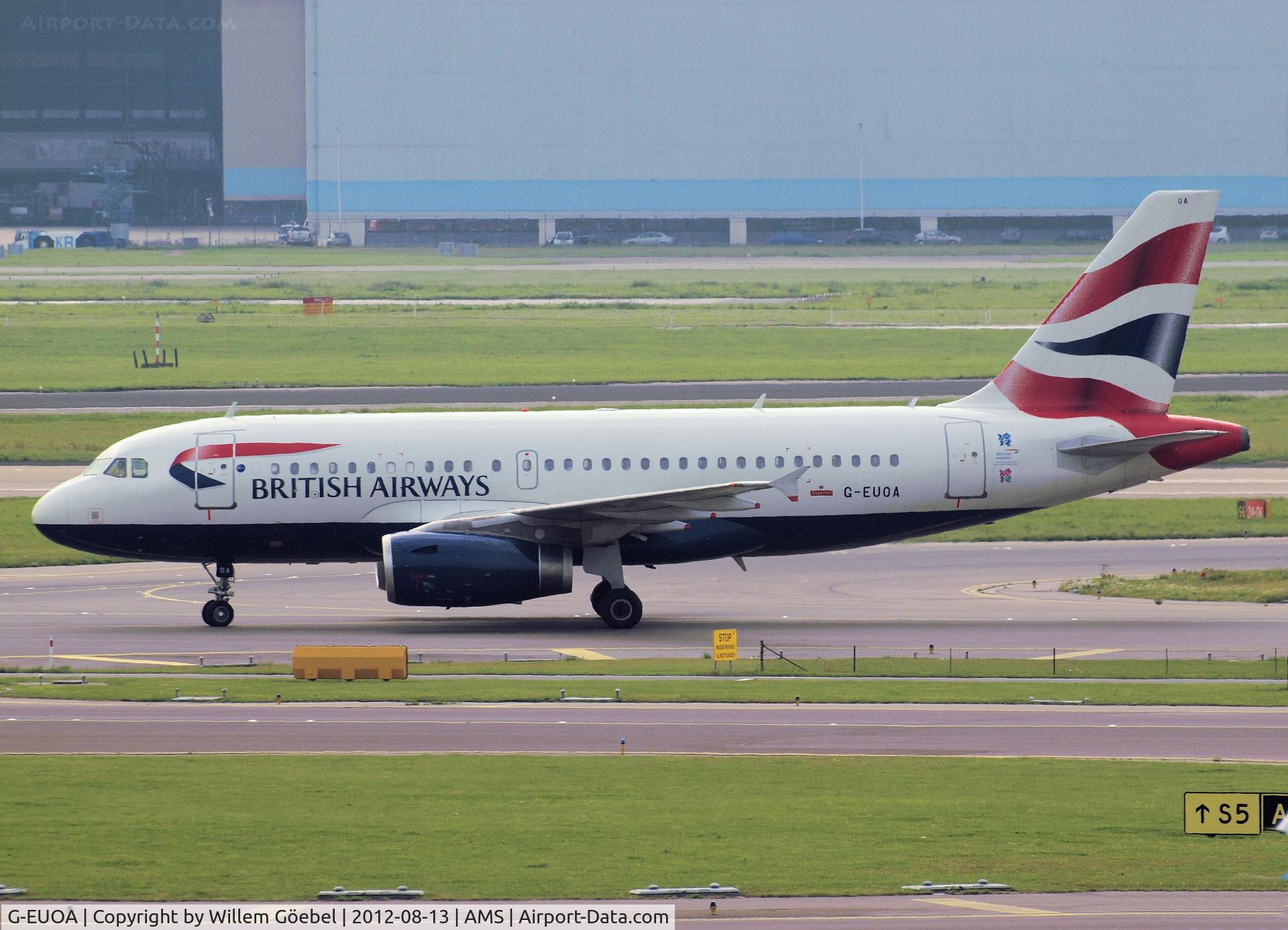 G-EUOA, 2001 Airbus A319-131 C/N 1513, Taxi to the gate of Schiphol Airport