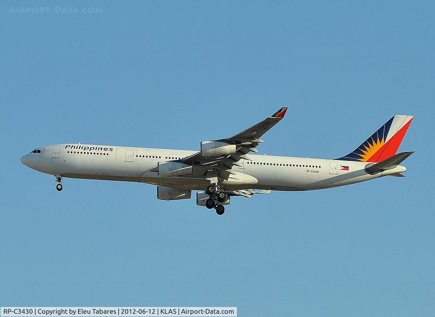RP-C3430, 1997 Airbus A340-313X C/N 173, Taken on final approach to McCarran International Airport.