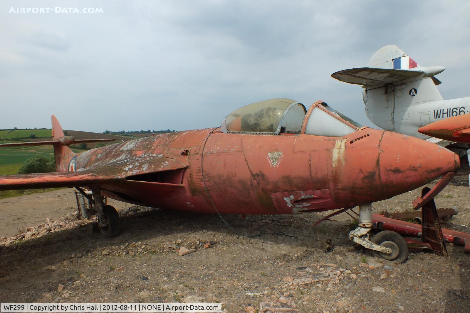 WF299, 1954 Hawker Sea Hawk FB.5 C/N not found WF299, part of a private collection on a farm in Pershore, Worcestershire. This is a composite with WN105 and wears that serial