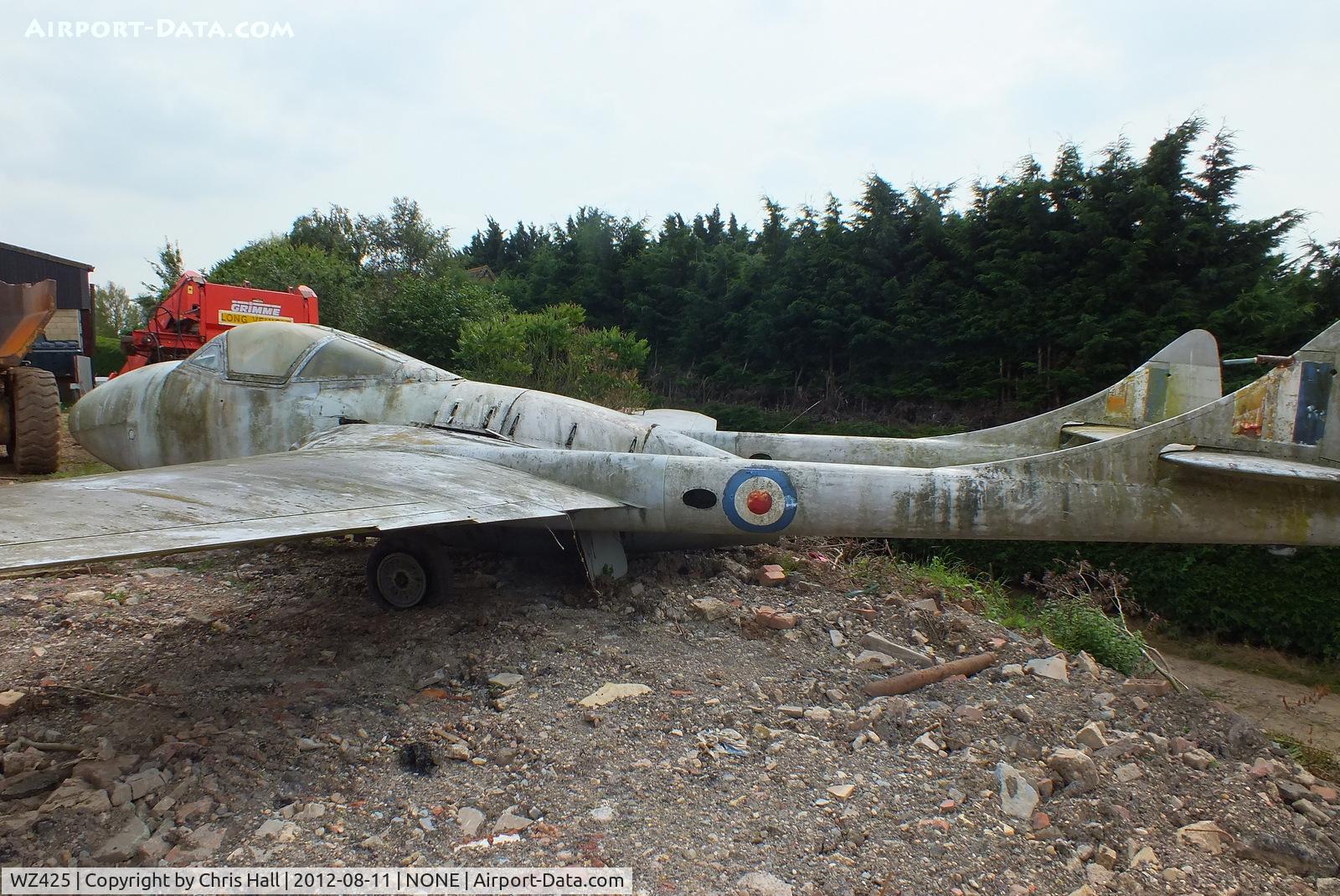 WZ425, 1952 De Havilland DH-115 Vampire T.11 C/N 15019, part of a private collection on a farm in Pershore, Worcestershire