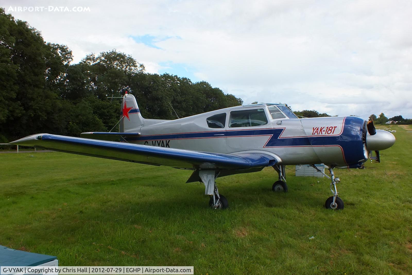 G-VYAK, 1993 Yakovlev Yak-18T C/N 01-32, damaged prop after a recent wheels up landing at Popham Airfield, Hampshire