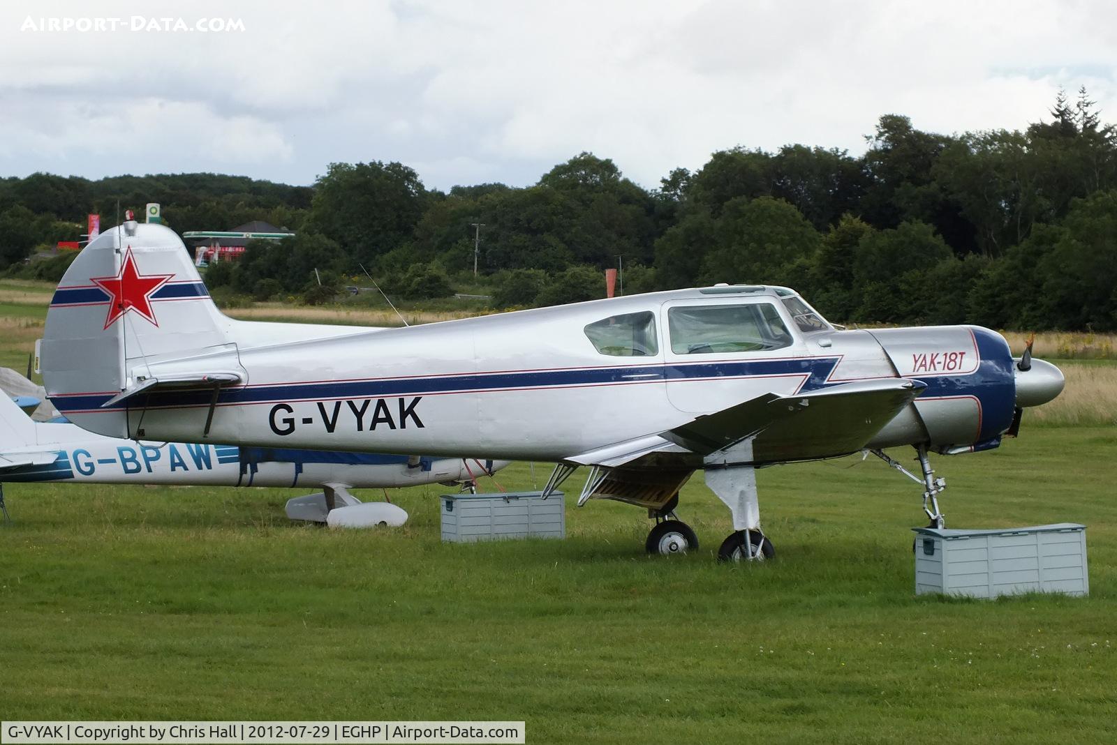 G-VYAK, 1993 Yakovlev Yak-18T C/N 01-32, damaged prop after a recent wheels up landing at Popham Airfield, Hampshire