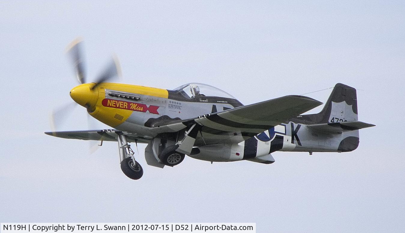 N119H, 1944 North American F-51D Mustang C/N 44-73275, Flying at the 2012 Geneseo Air Show..