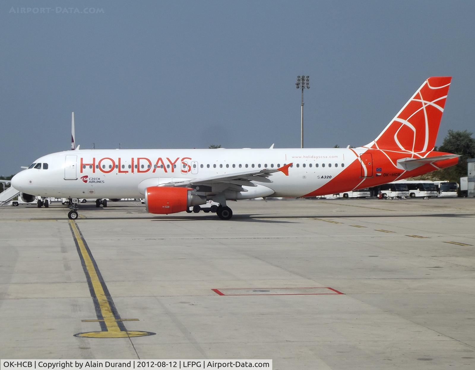 OK-HCB, 2004 Airbus A320-214 C/N 2180, Initially introduced into service by First Choice Airlines as G-OOAX in 2004, seen seconds from leaving CDG T3 ramp.