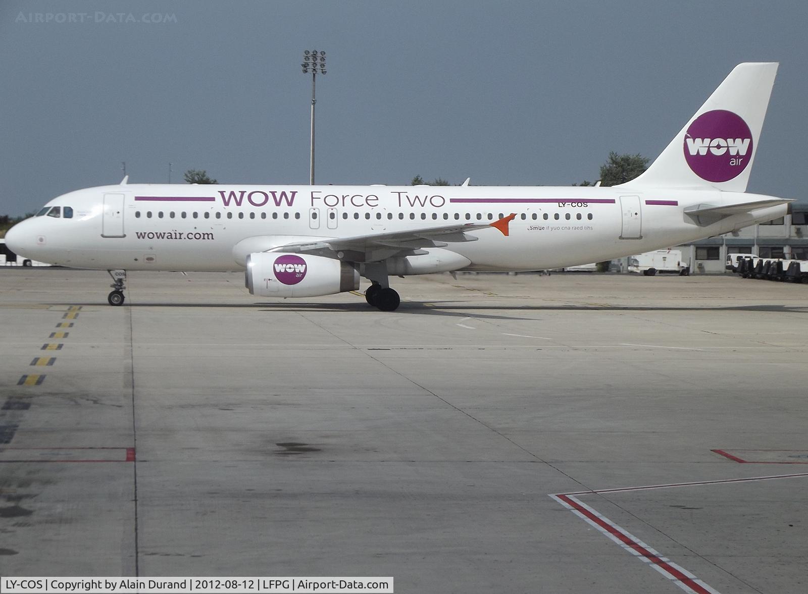LY-COS, 1994 Airbus A320-231 C/N 415, Also operated by Avion Express on behalf of Wow Air as WOW Force Two is powered by IAE2500 engines unlike sister-ship LY-VEY which comes out with CFM56 power.