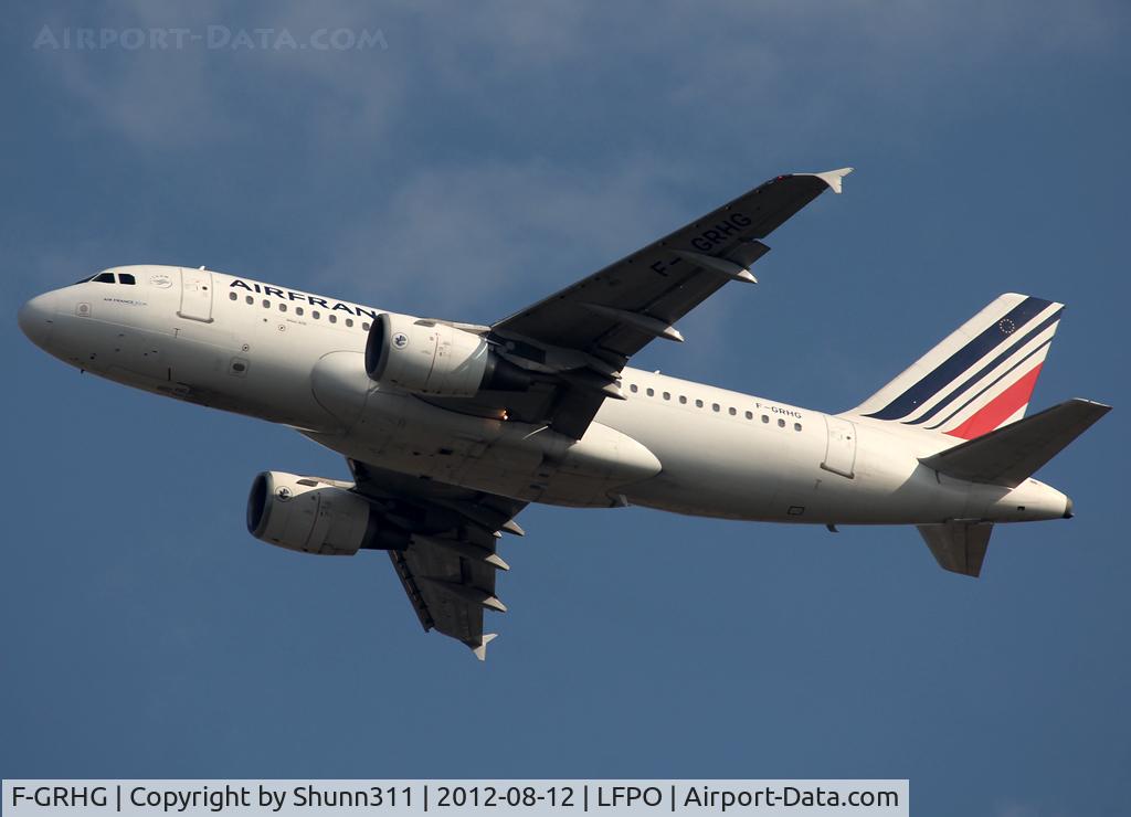 F-GRHG, 1999 Airbus A319-111 C/N 1036, Taking off from rwy 24