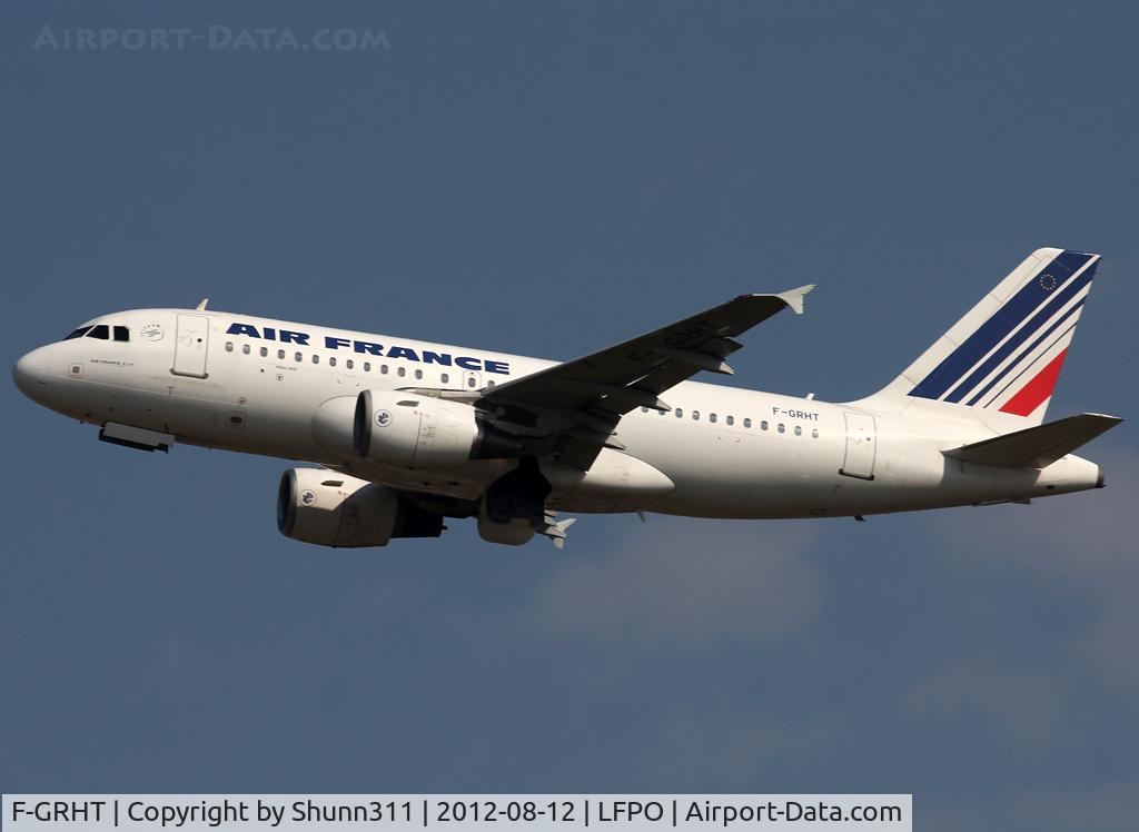 F-GRHT, 2001 Airbus A319-111 C/N 1449, Taking off from rwy 24
