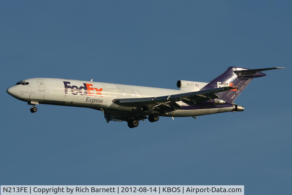 N213FE, 1984 Boeing 727-2S2F C/N 22935, Early morning arrival at Boston Logan International Airport