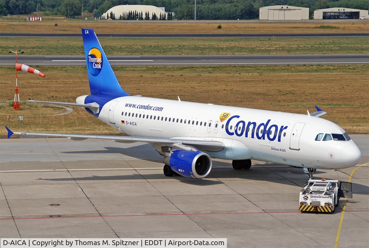 D-AICA, 1998 Airbus A320-212 C/N 774, pushed back wearing 50-Years sticker.