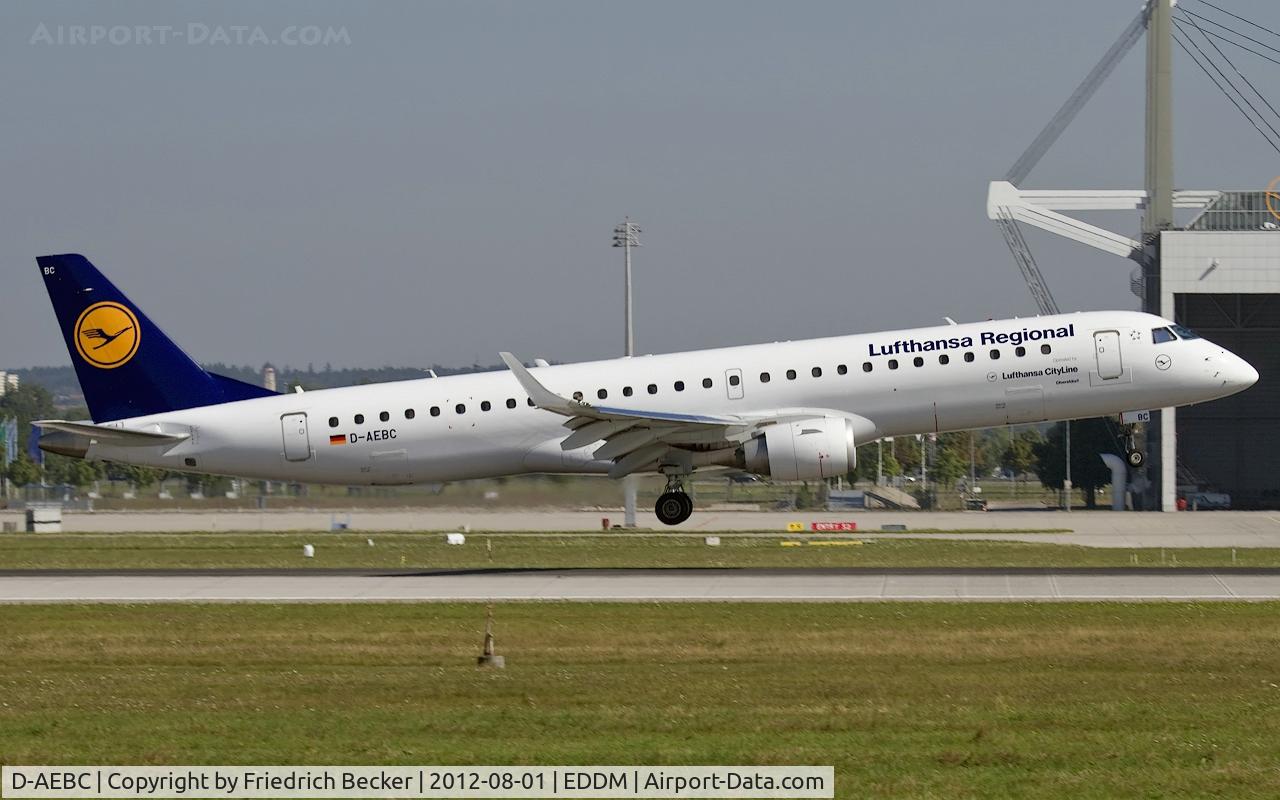 D-AEBC, 2009 Embraer 195LR (ERJ-190-200LR) C/N 19000320, moments prior touchdown