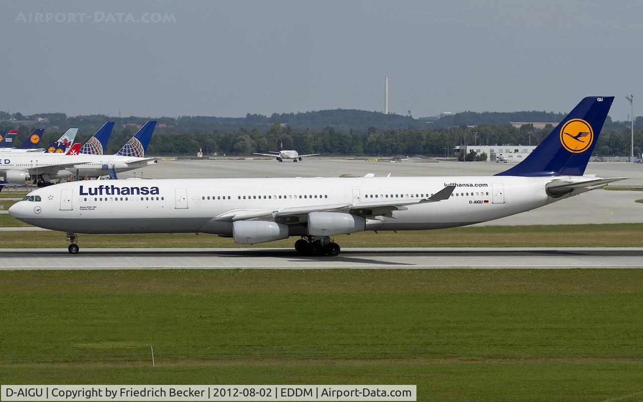 D-AIGU, 2000 Airbus A340-313 C/N 321, departure from Munich