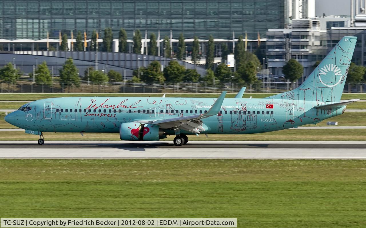 TC-SUZ, 2008 Boeing 737-8HX C/N 29649, decelerating after touchdown