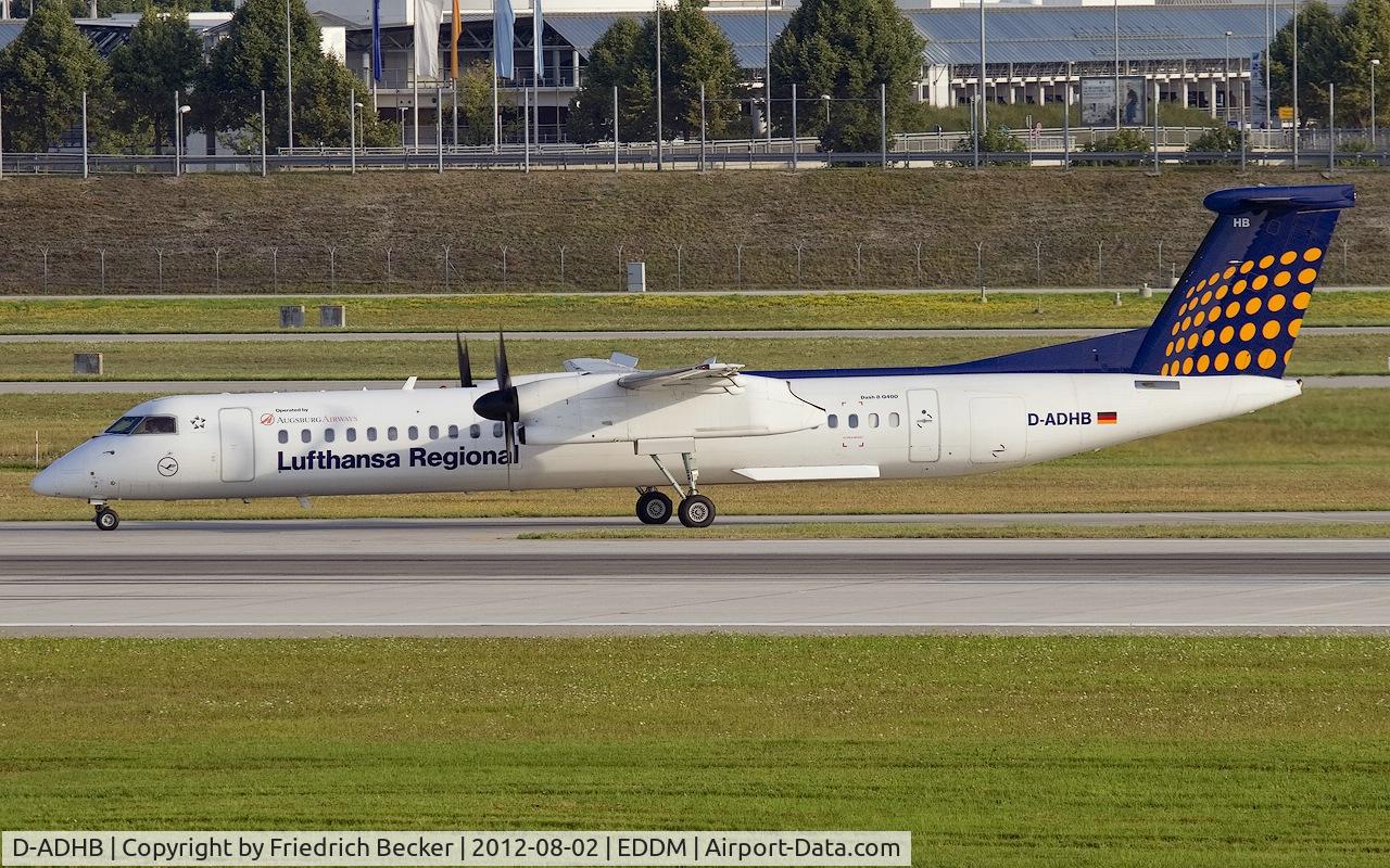 D-ADHB, 2001 De Havilland Canada DHC-8-402Q Dash 8 C/N 4029, line up for departure