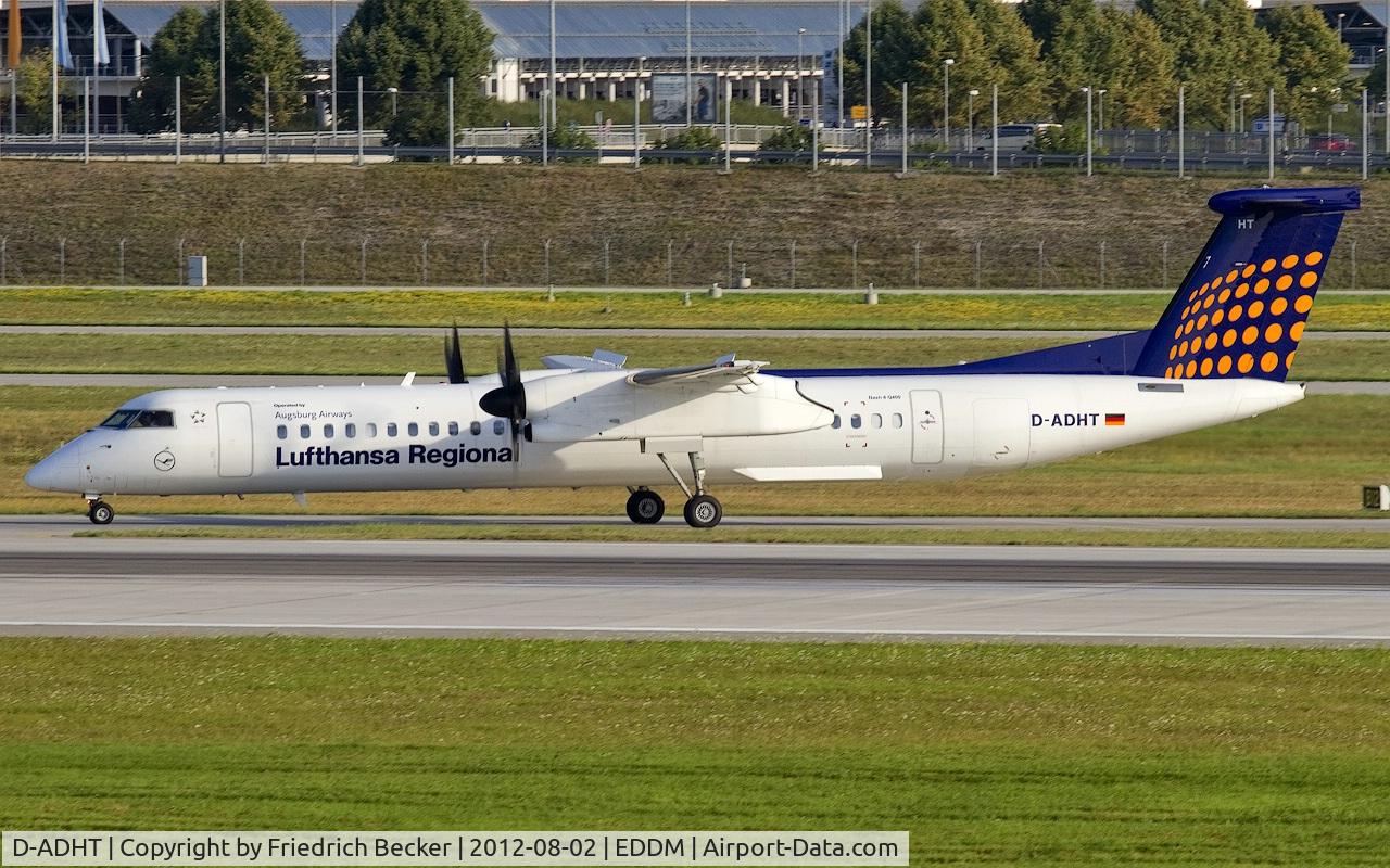 D-ADHT, 2009 De Havilland Canada DHC-8-400Q Dash 8 C/N 4281, line up for departure