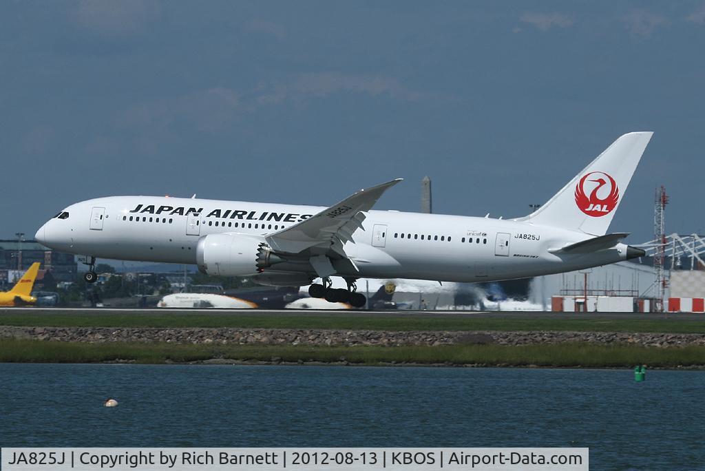 JA825J, 2012 Boeing 787-8 Dreamliner C/N 34835, JAL 8 landing 22L in Boston MA USA