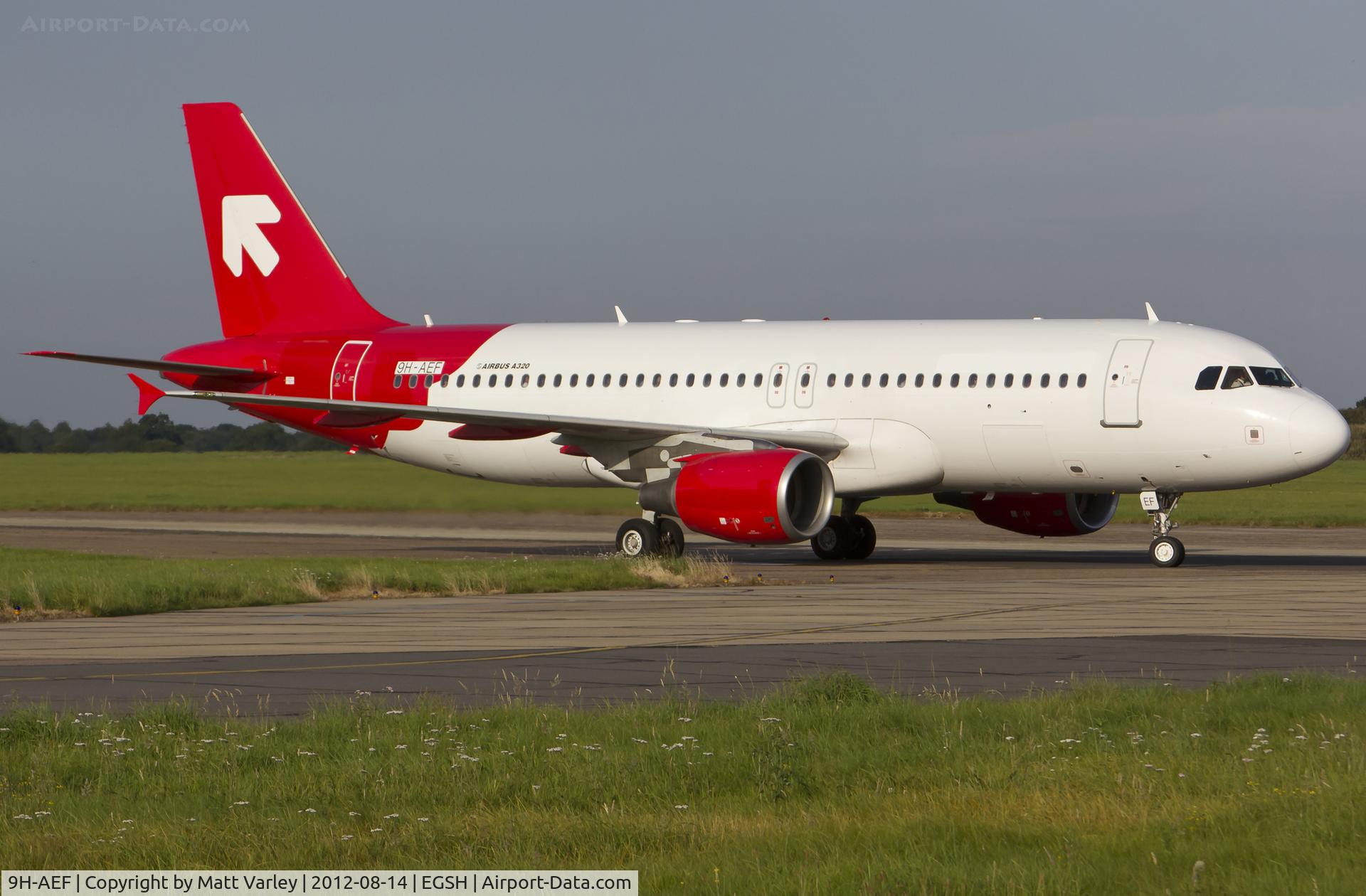 9H-AEF, 2003 Airbus A320-214 C/N 2142, Arriving at EGSH in basic OLT C/S.