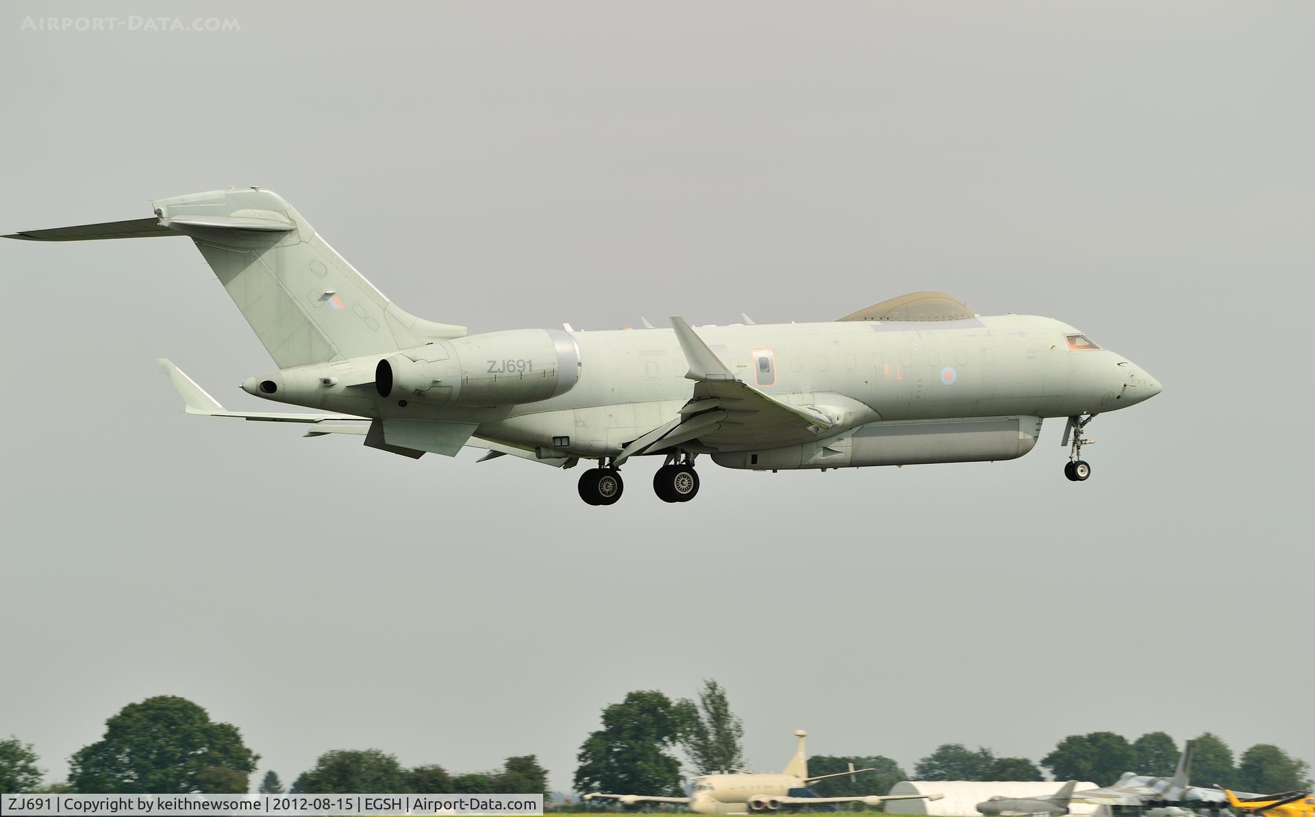 ZJ691, 2002 Bombardier BD-700-1A10 Sentinel R1 C/N 9123, Arriving at Norwich for Air Livery's magic touch !