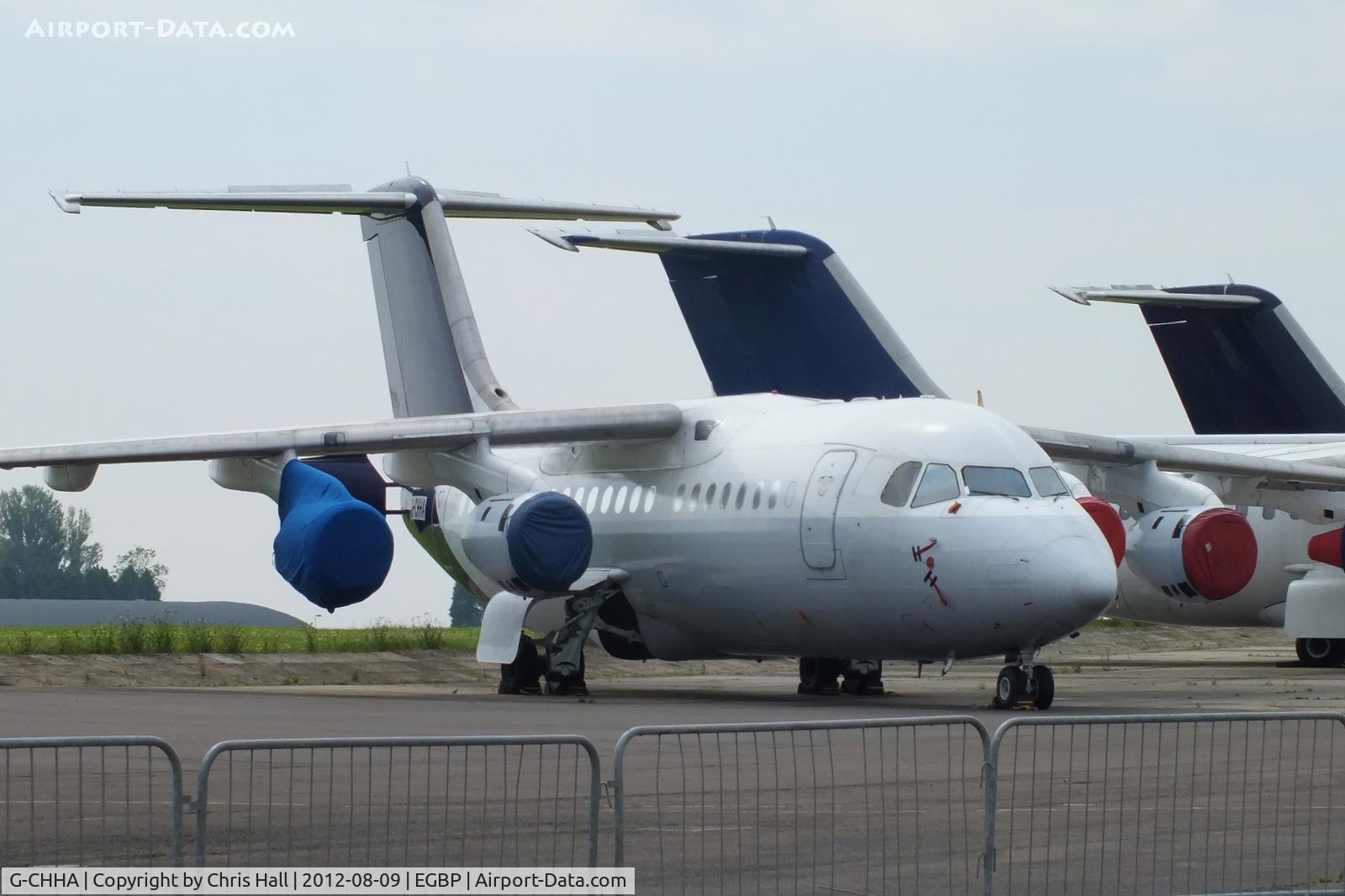 G-CHHA, 1996 British Aerospace Avro 146-RJ85 C/N E.2295, ex OO-DJV Brussels Airlines in storage at Kemble