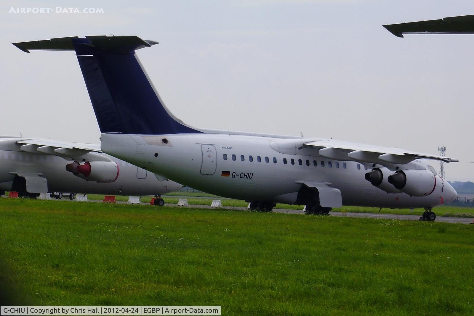 G-CHIU, 1994 British Aerospace Avro 146-RJ85 C/N E.2256, ex D-AVRA Lufthansa CityLine, in storage at Kemble