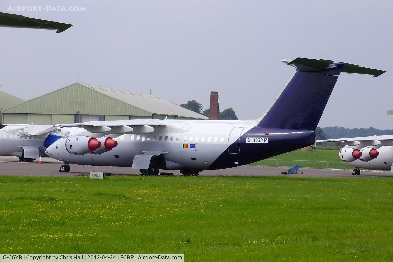 G-CGYR, 1995 British Aerospace Avro 146-RJ85 C/N E.2273, ex OO-DJL Brussels Airlines in storage at Kemble
