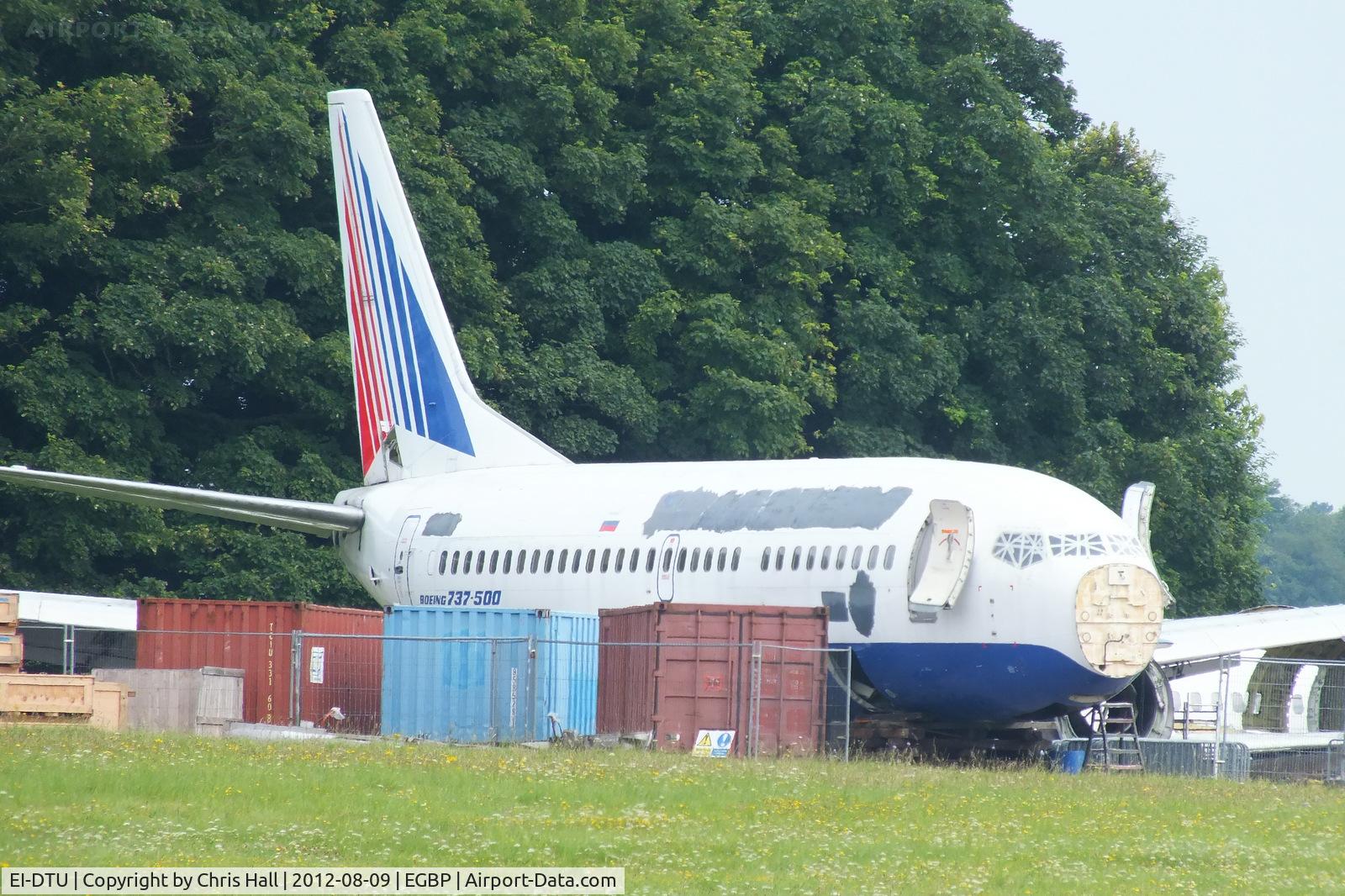 EI-DTU, 1991 Boeing 737-5Y0 C/N 25175, Transaero Airlines B737 in the scrapping area at Kemble