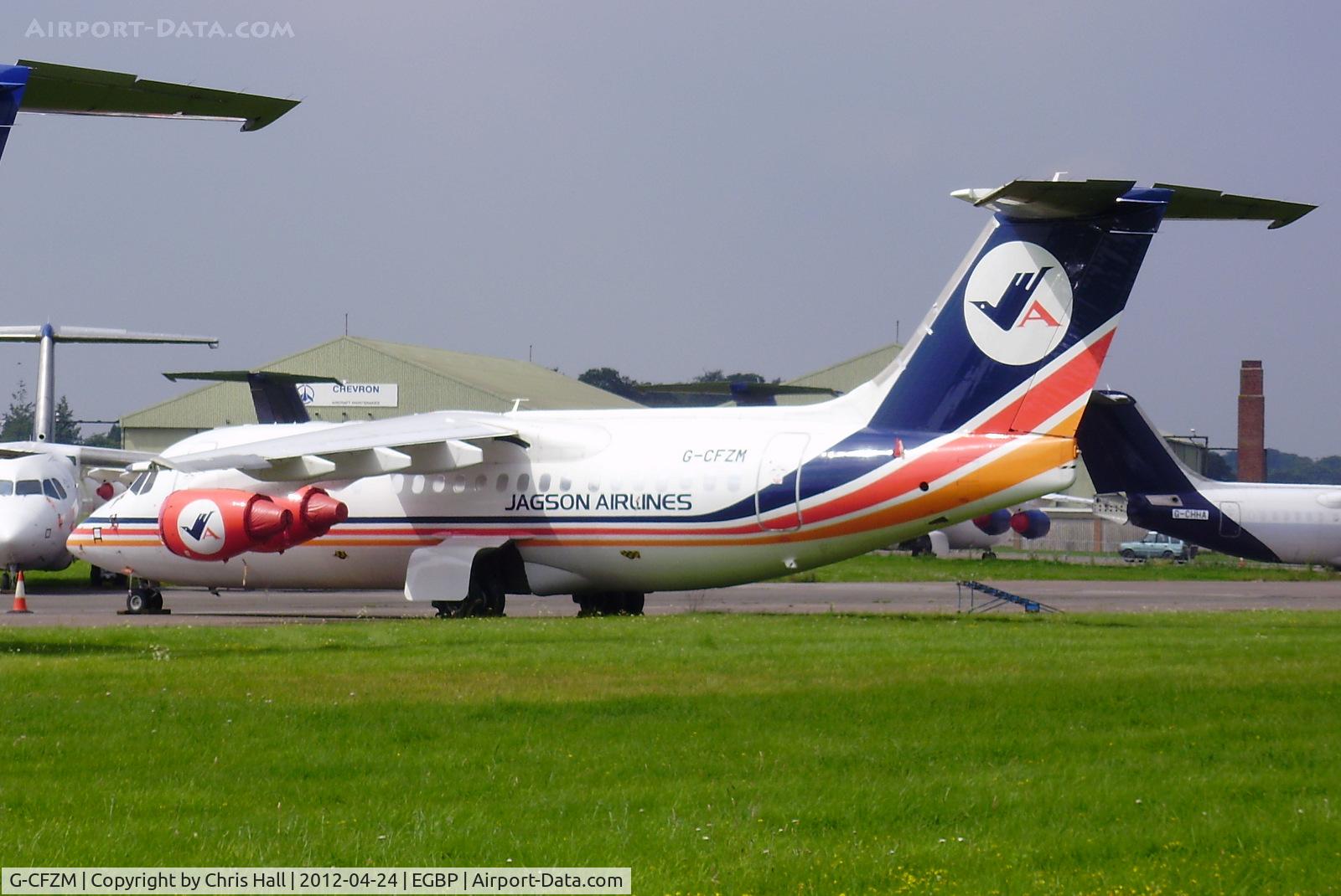 G-CFZM, 1996 British Aerospace Avro 146-RJ85 C/N E2299, This was due to be delivered to Jagson Airlines as VT-JJC in 2011 but is still stored at Kemble