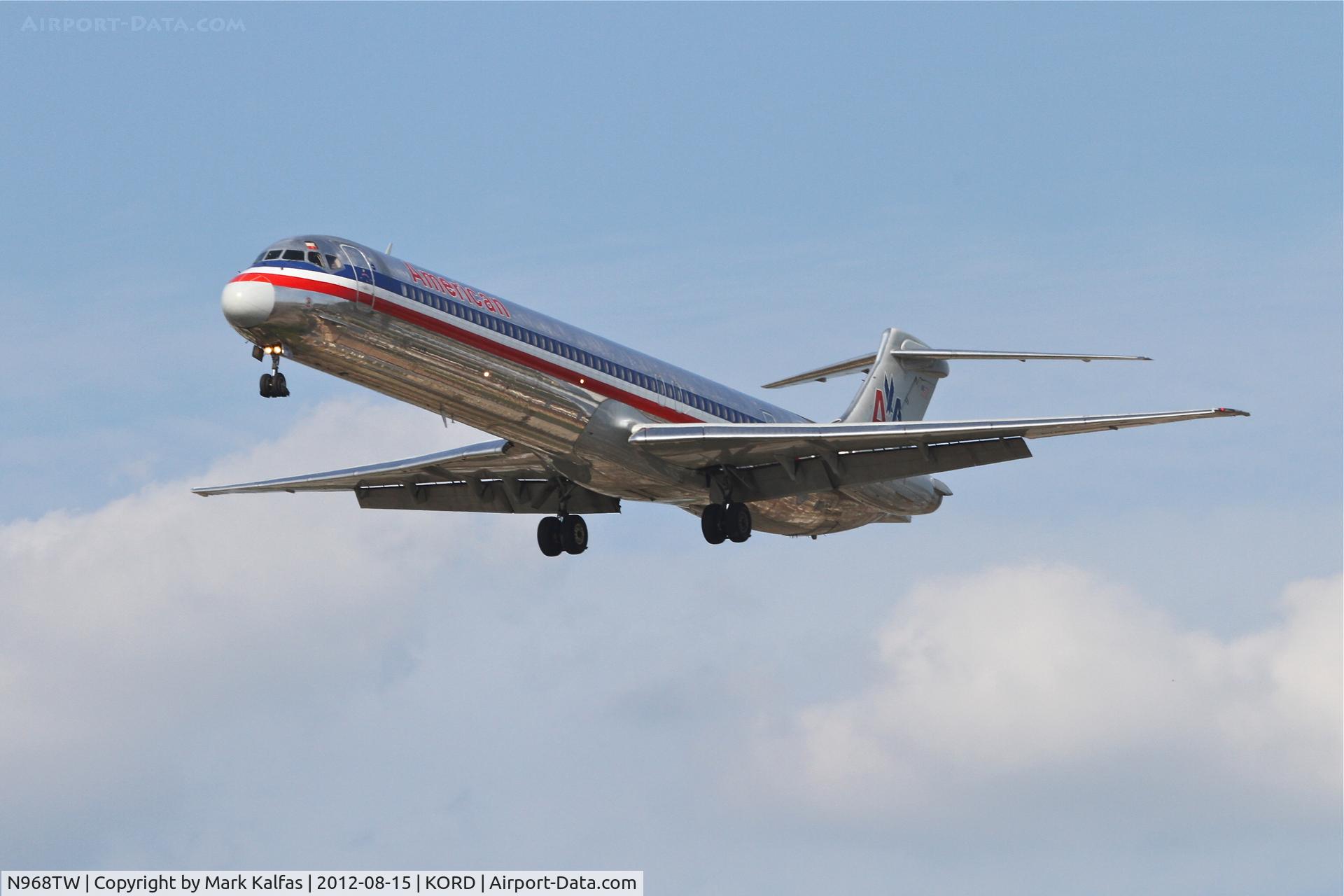 N968TW, 1999 McDonnell Douglas MD-83 (DC-9-83) C/N 53618, American Airlines Mcdonnell Douglas DC-9-83, AAL2356 arriving from Dallas-Fort Worth/KDFW,RWY 28 approach KORD.