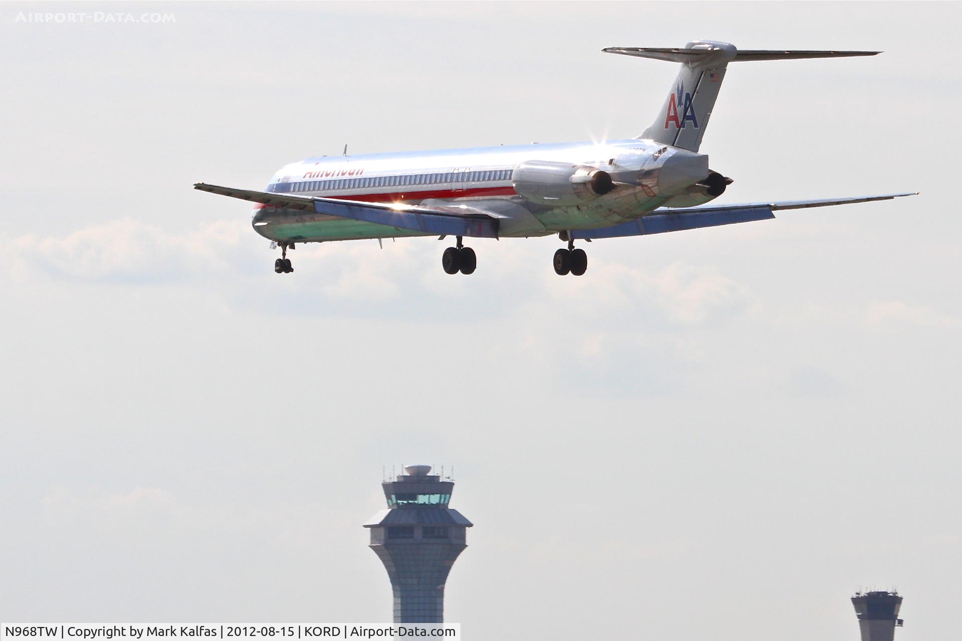 N968TW, 1999 McDonnell Douglas MD-83 (DC-9-83) C/N 53618, American Airlines Mcdonnell Douglas DC-9-83, AAL2356 arriving from Dallas-Fort Worth/KDFW,RWY 28 approach KORD.