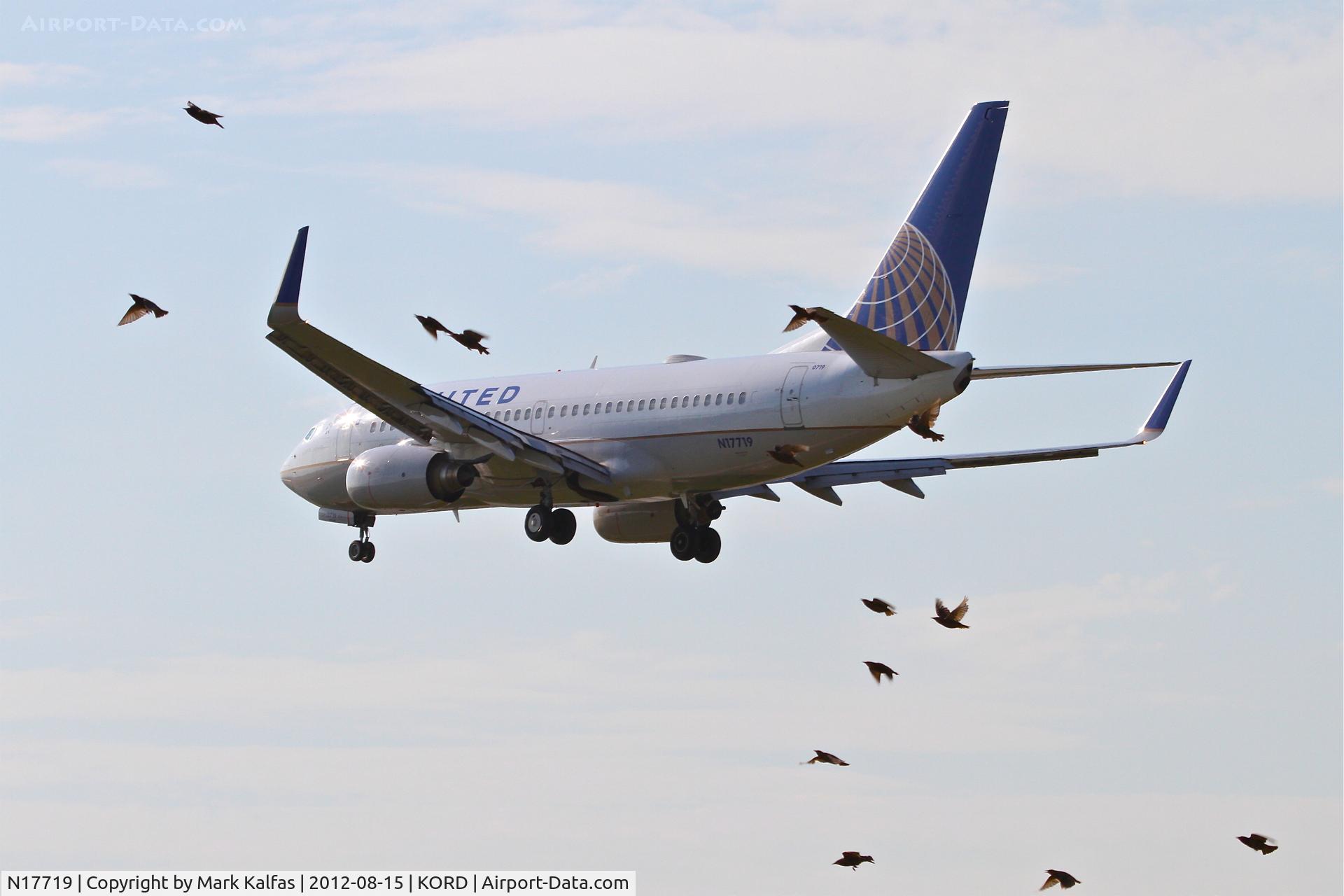 N17719, 1999 Boeing 737-724 C/N 28938, United Boeing 737-724, UAL1183 arriving from Orange County/KSNA, RWY 28 approach KORD.