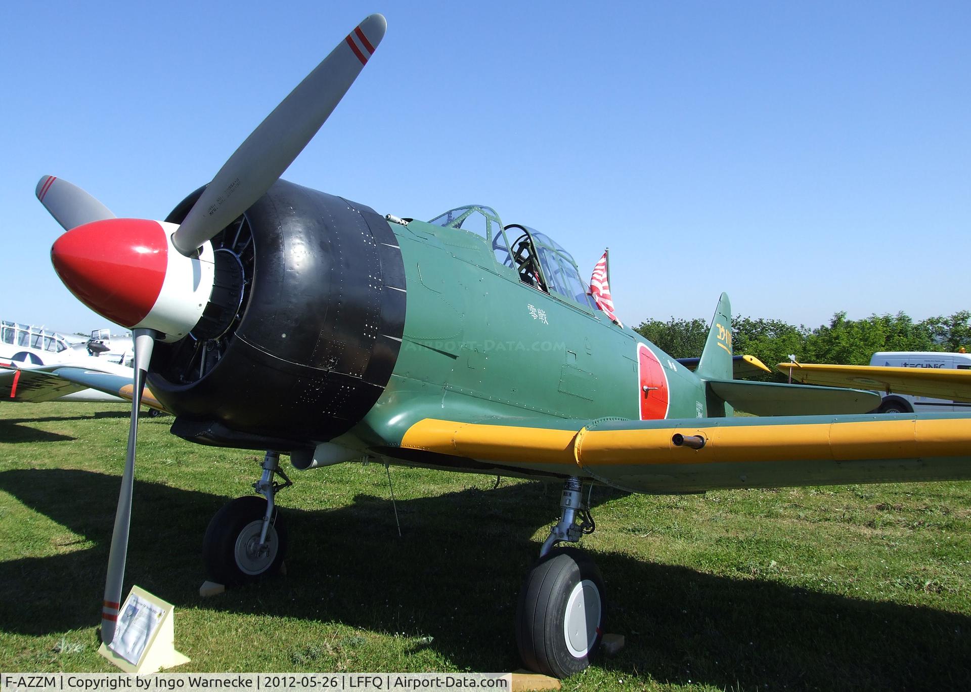 F-AZZM, 2000 North American AT-6B Texan C/N SA-32, North American AT-6B Texan (converted to A6M Zero-look-alike) at the Meeting Aerien 2012, La-Ferte-Alais