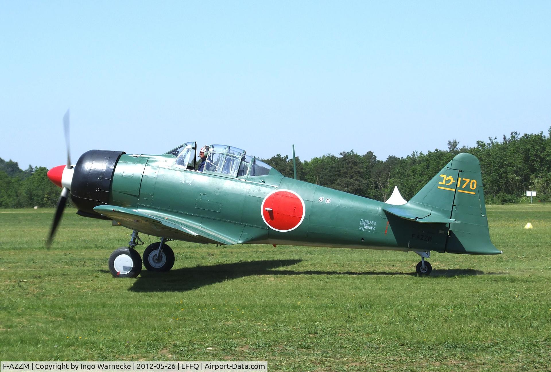 F-AZZM, 2000 North American AT-6B Texan C/N SA-32, North American AT-6B Texan (converted to A6M Zero-look-alike) at the Meeting Aerien 2012, La-Ferte-Alais