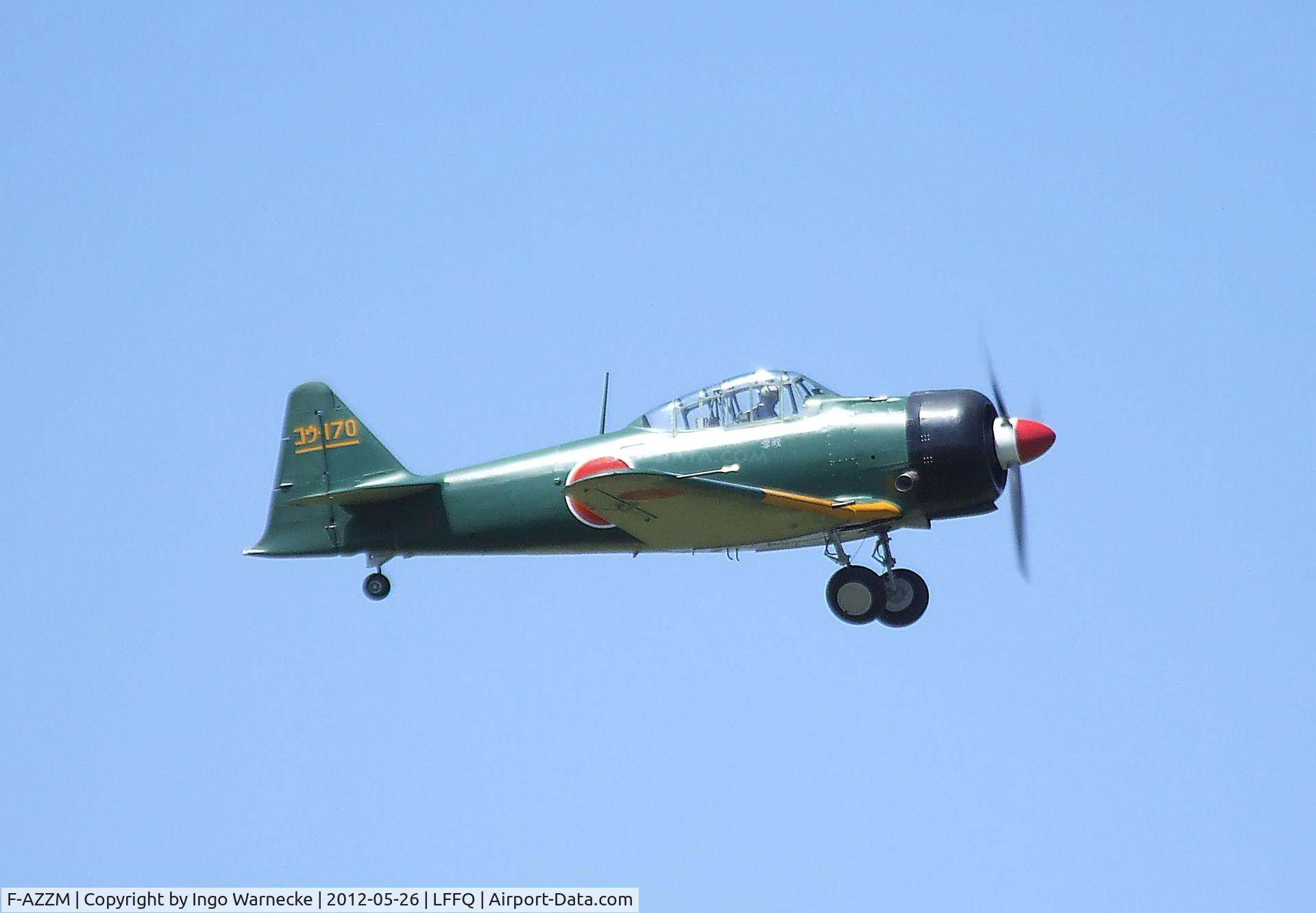F-AZZM, 2000 North American AT-6B Texan C/N SA-32, North American AT-6B Texan (converted to A6M Zero-look-alike) at the Meeting Aerien 2012, La-Ferte-Alais